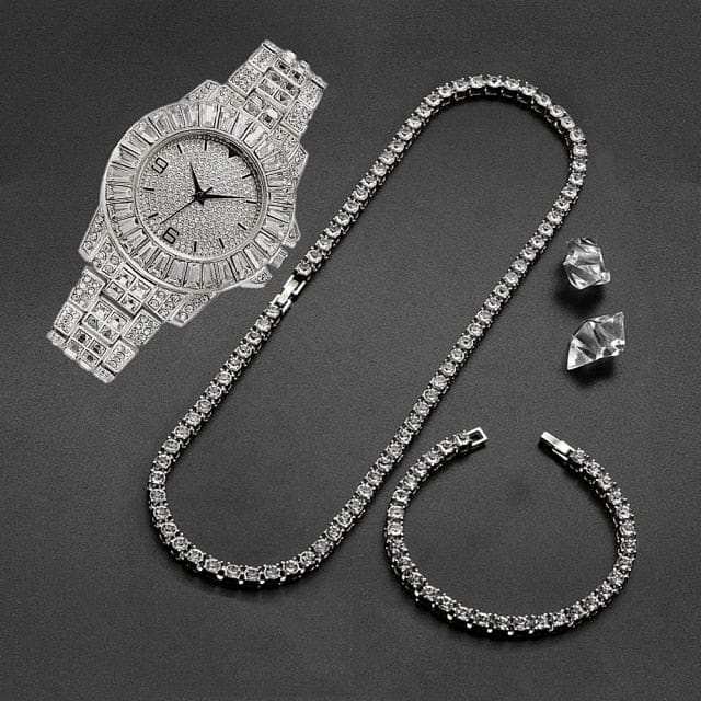 'Now Watch Me Dazzle' Crystal Watch Set Sterling Silver jewelry by Bling Addict | BlingxAddict
