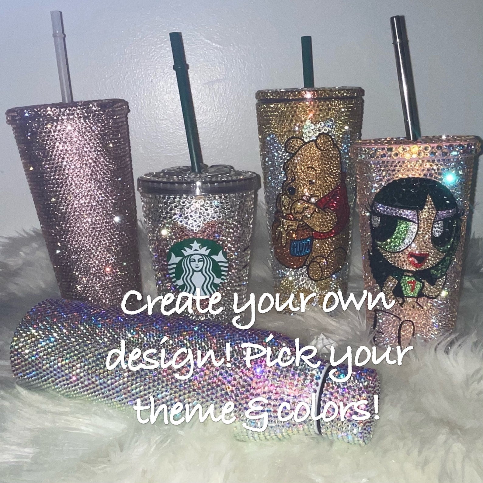 Personalized Custom Crystal Bling Cup 16 oz No Disney Character Theme by Bling Addict | BlingxAddict