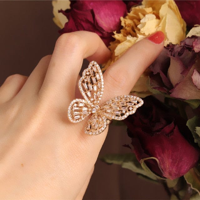 ‘Pretty Wingz’ Resizable Ring gold 3 Rings by Bling Addict | BlingxAddict