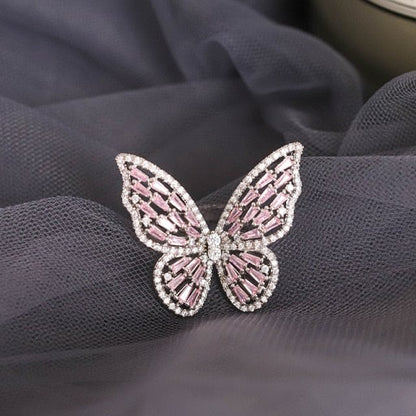 ‘Pretty Wingz’ Resizable Ring silver-pink Rings by Bling Addict | BlingxAddict