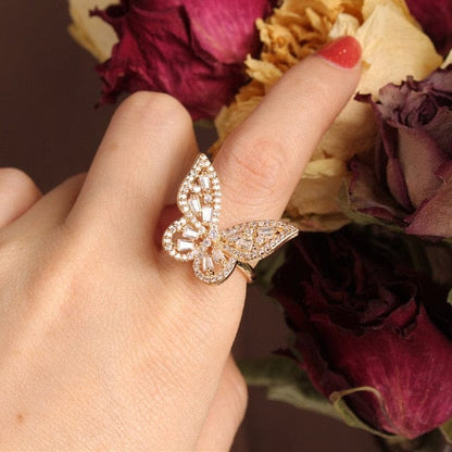 ‘Pretty Wingz’ Resizable Ring small gold butterfly Rings by Bling Addict | BlingxAddict