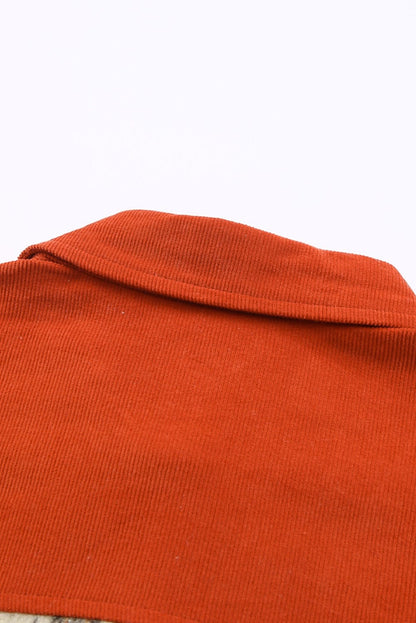 Plaid Contrast Corduroy Shacket Orange by Trendsi | BlingxAddict