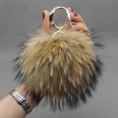 'Purrrrr' 15cm Faux Fur Ball Pom Pom Keychain Keychains by Bling Addict | BlingxAddict