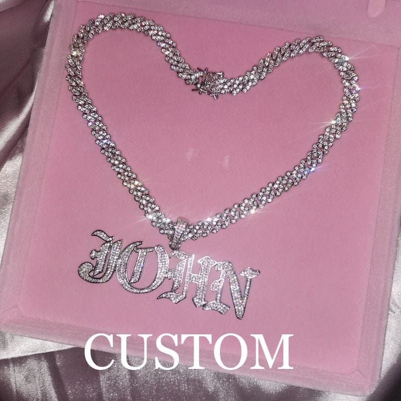 'Queenin' 9MM CZ English Font Customized Cuban Chain Necklaces by Bling Addict | BlingxAddict