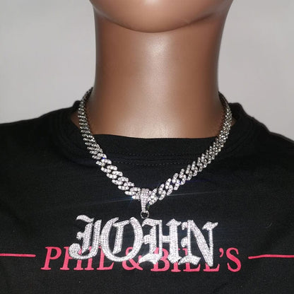 'Queenin' 9MM CZ English Font Customized Cuban Chain Necklaces by Bling Addict | BlingxAddict