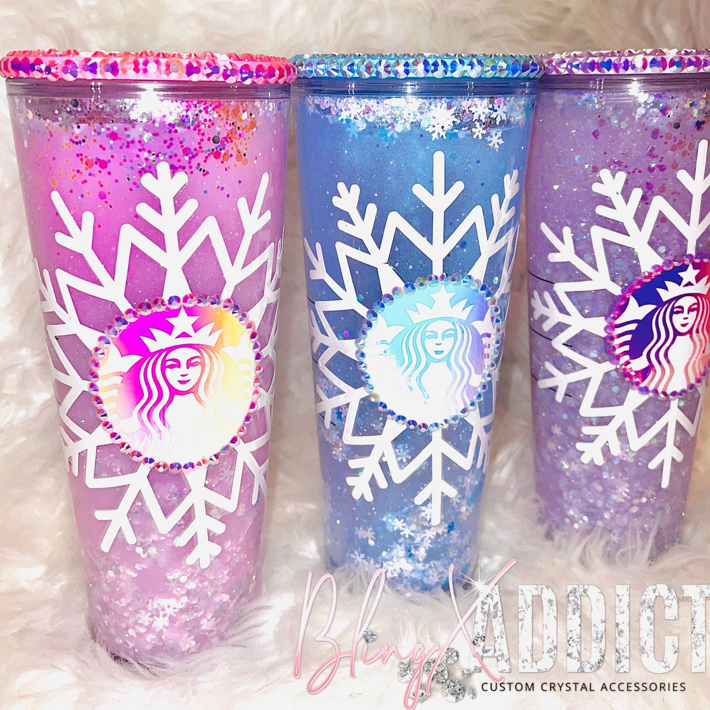 Let It Snow 24oz Venti Starbucks Glitter Globe Bling Cup by BlingxAddict | BlingxAddict