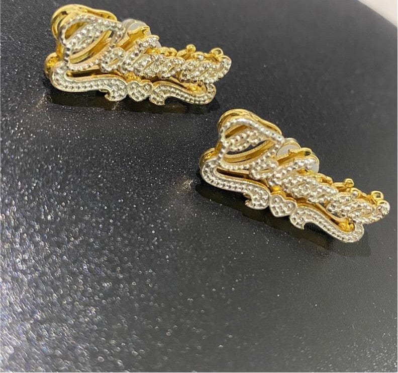'Say It Right' Double Plated Custom Earring Studs Earrings by Bling Addict | BlingxAddict