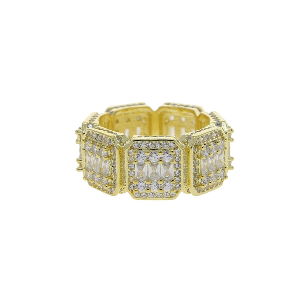 'This Rock' Full Paved Baguette CZ Cluster Ring 8 gold ring by BlingxAddict | BlingxAddict
