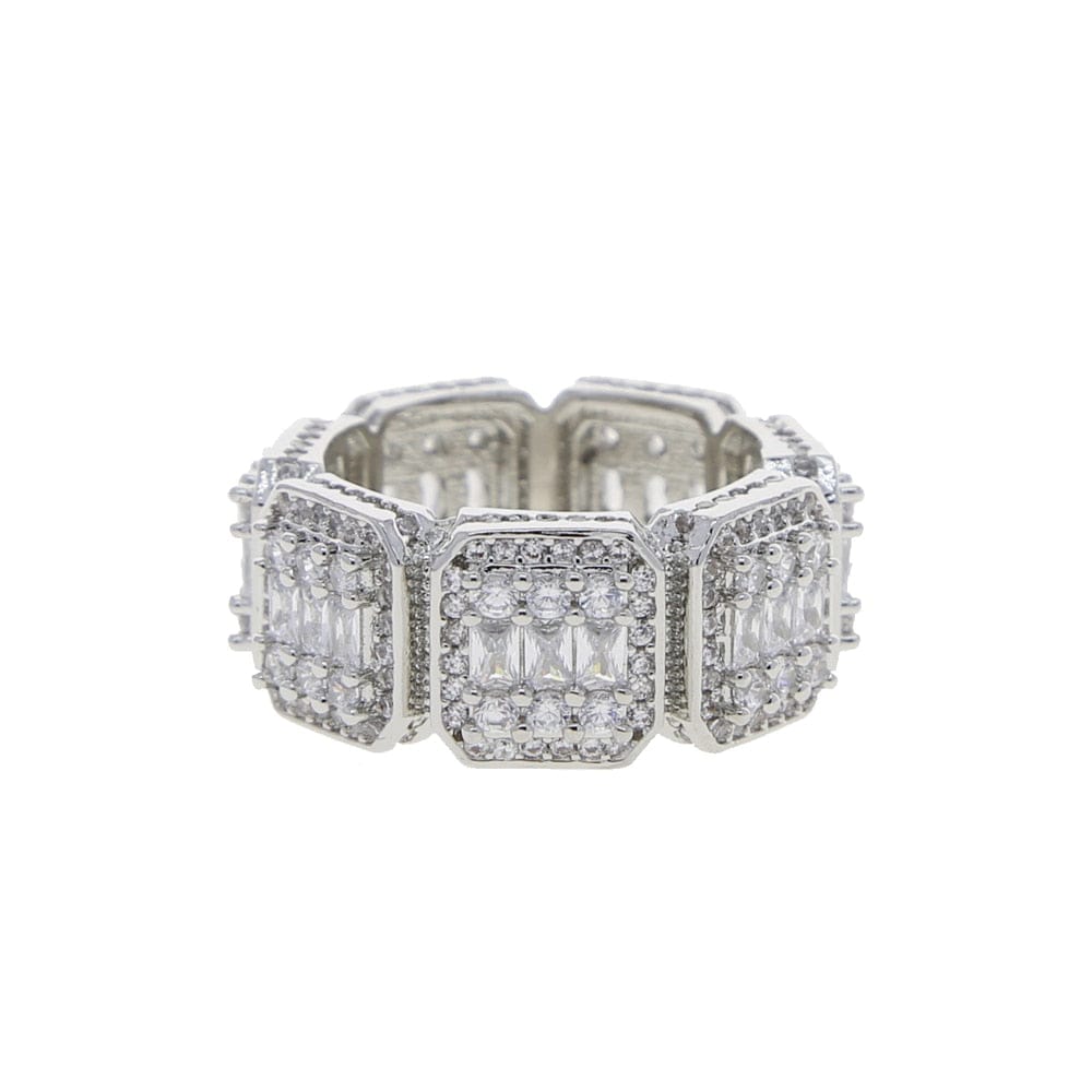 'This Rock' Full Paved Baguette CZ Cluster Ring 8 silver ring by BlingxAddict | BlingxAddict