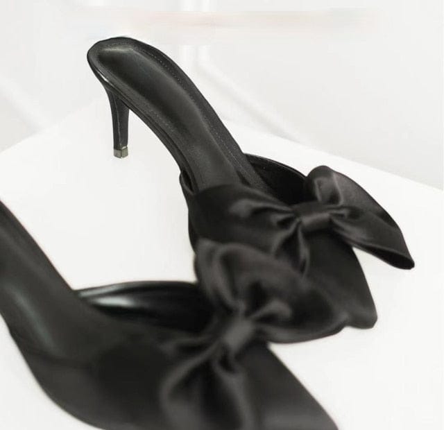 'Too Fine' Bowknot Cat Heels Black 4 Shoes by Bling Addict | BlingxAddict