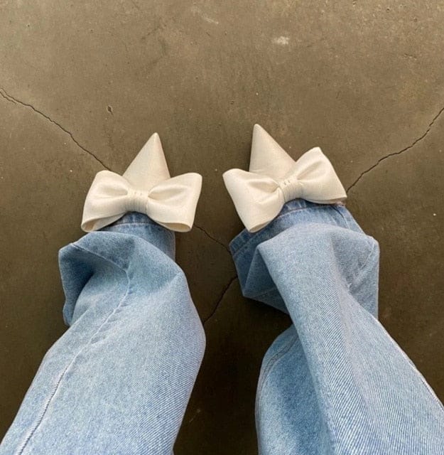 'Too Fine' Bowknot Cat Heels White 10 Shoes by Bling Addict | BlingxAddict