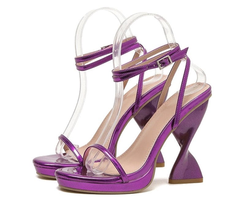 'Twisted Lover' Strappy Chunky Platform Sandals Purple 4 by BlingxAddict | BlingxAddict