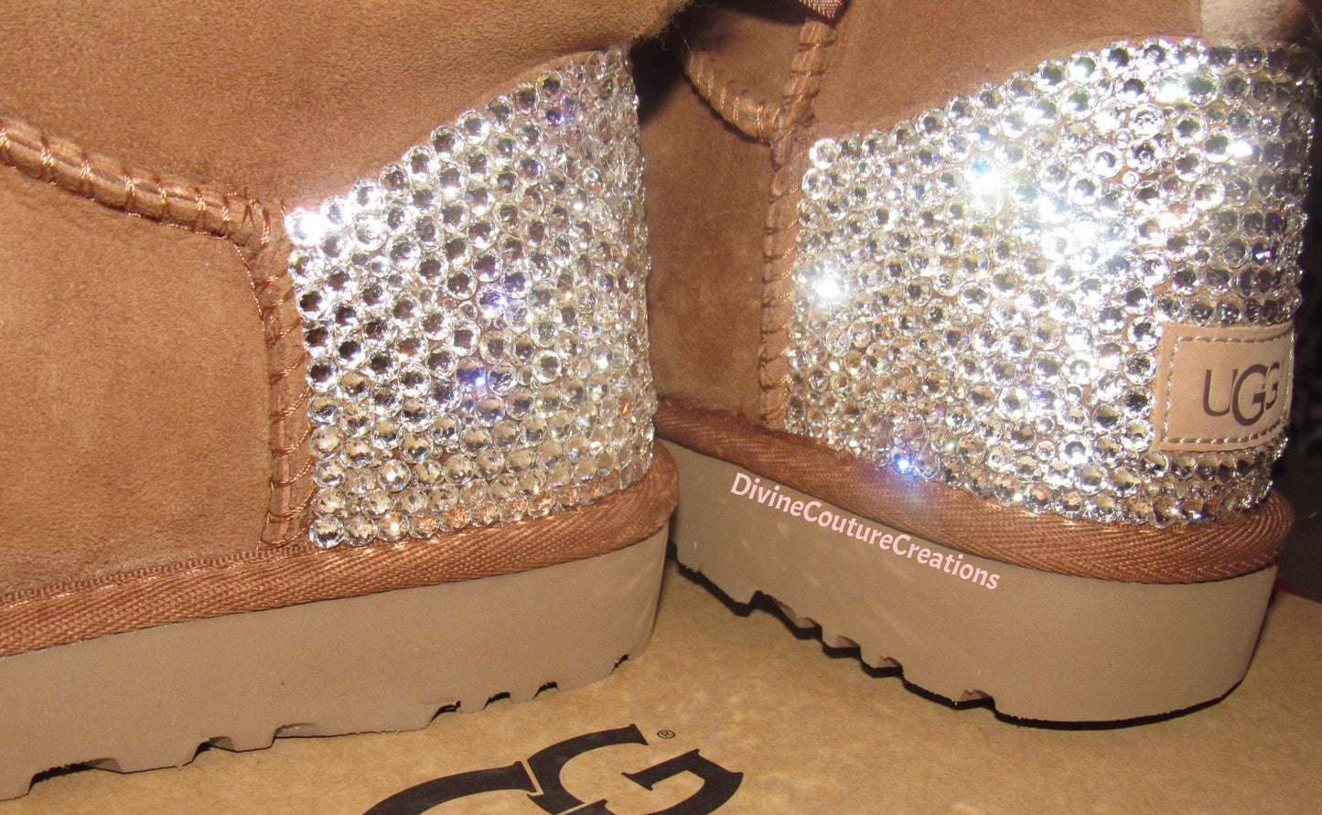 UGG Tall Bailey Bow II Boots Made with Xirus 2088 Crystals Shoes by BlingxAddict | BlingxAddict