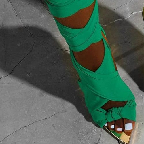 'Up & Out' Gladiator Pointed Toe Heels Green 7.5 Shoes by Bling Addict | BlingxAddict
