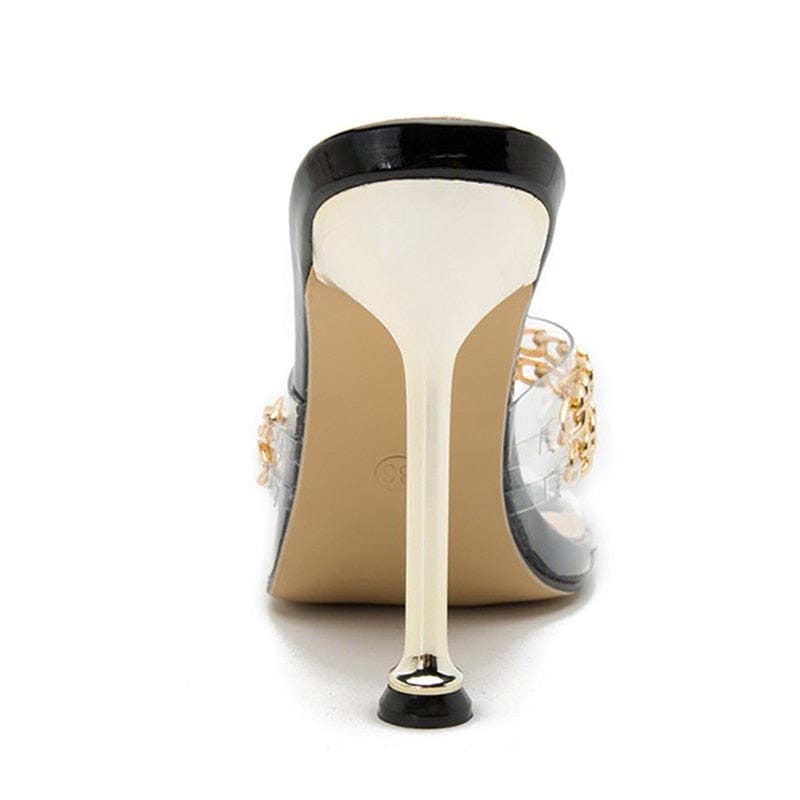 'Vacay' PVC Transparent Square Toe Stiletto Sandals Shoes by BlingxAddict | BlingxAddict