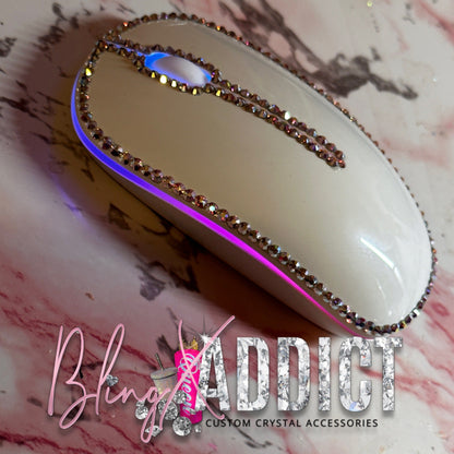 Wireless Color Changing Mouse w/Genuine Swarovski Crystals Borderline Bling Crystal Clear by BlingxAddict | BlingxAddict