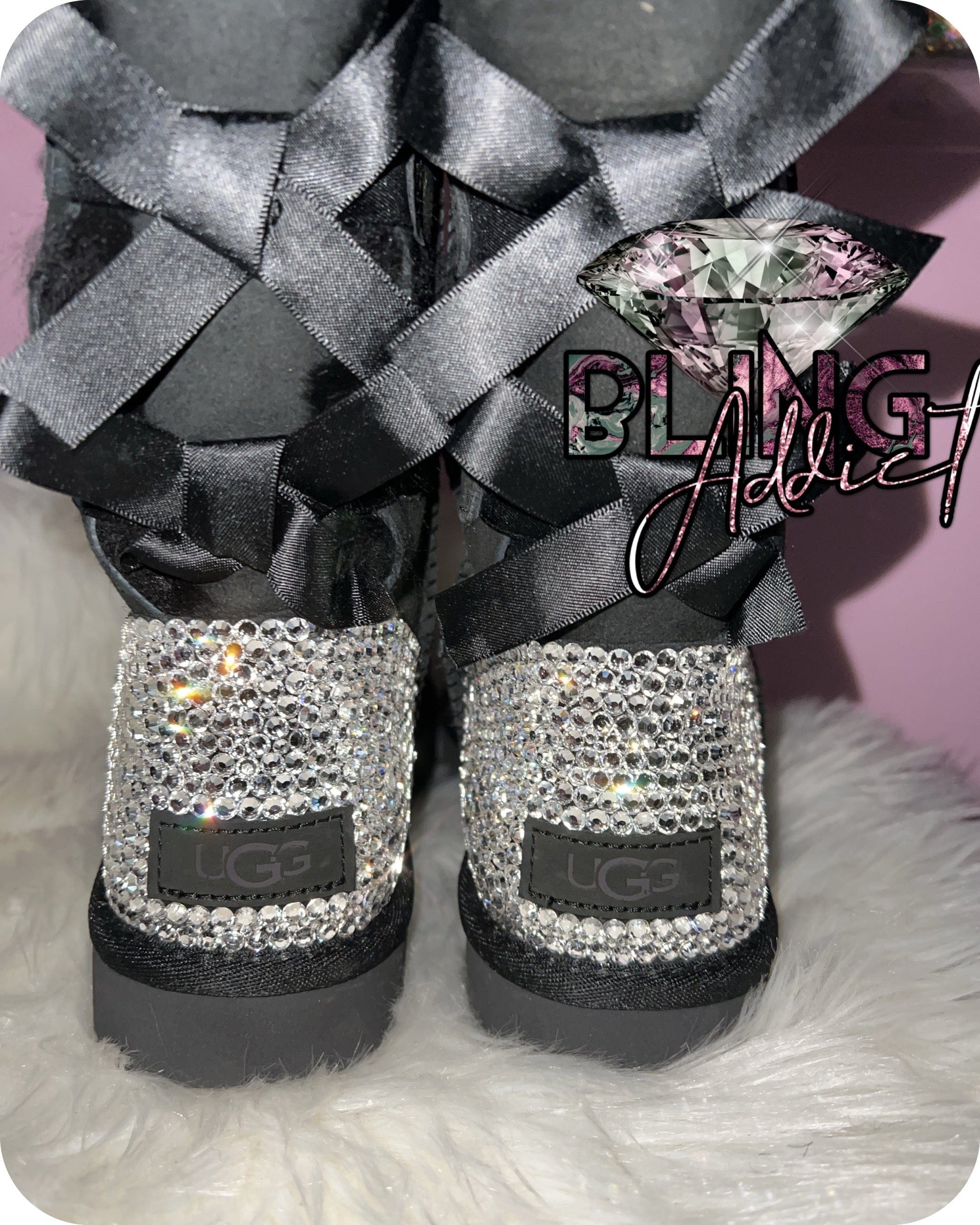 Women's UGG Bailey Bow II Boots made with Xirus 2088 Crystals Shoes by BlingxAddict | BlingxAddict