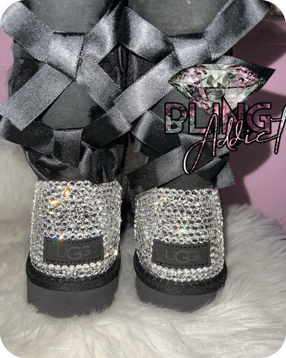 Women's UGG Bailey Bow II Boots made with Xirus 2088 Crystals Shoes by BlingxAddict | BlingxAddict