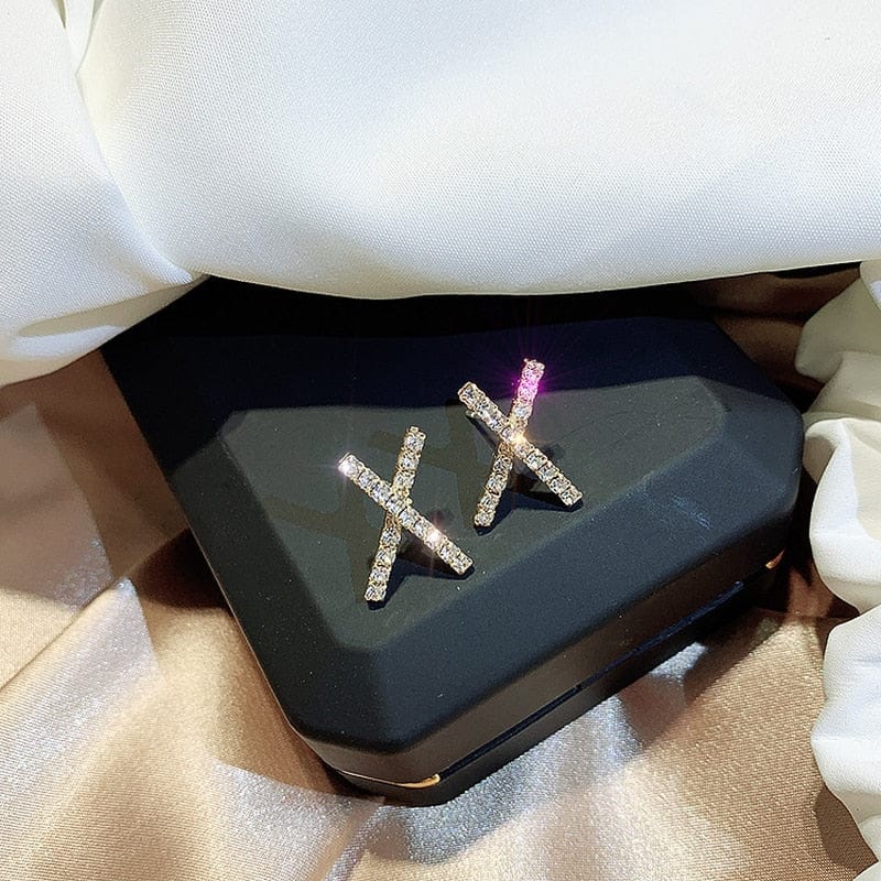 'X Marks The Spot' CZ Earrings Earrings by Bling Addict | BlingxAddict