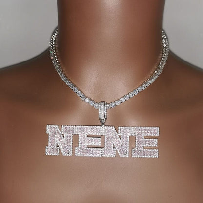 'Yeah, I Said It' Pink PZ Custom Baguette Tennis Chain Necklaces by Bling Addict | BlingxAddict
